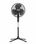 Front view of Three Speed 16 Inch Oscillating Pedestal Fan With 90 Degree Head Adjustable Height And Tilt Powerful Airflow For Home Or Office Perfect For Dorms And Living Rooms Black MTFS-16B-BLK
