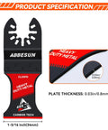 Four Pack Carbide Tipped Oscillating Multi Tool Blades For Cutting Embedded Nails Flush Wall Touch Ups Remodels Built Tough To Handle Daily Grind Without Folding Or Chipping, 34mm heavy duty metal blade.