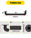 Industrial Style Black Iron Pipe Staircase Handrail For Indoor And Outdoor Use Heavy Duty Steel Balcony Railing with 2ft length and size details.