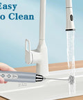Handheld Milk Frother And Electric Whisk With 3 Speed Settings, Stainless Steel 3 Whisks, Rechargeable USB Powered, Portable Foam Maker shown being cleaned under running water