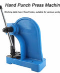 Heavy Duty 1 Ton Manual Arbor Press Straight Up Built Tough Rock Solid Cast Iron Punch Machine with 4 fixed holes for various workpieces.
