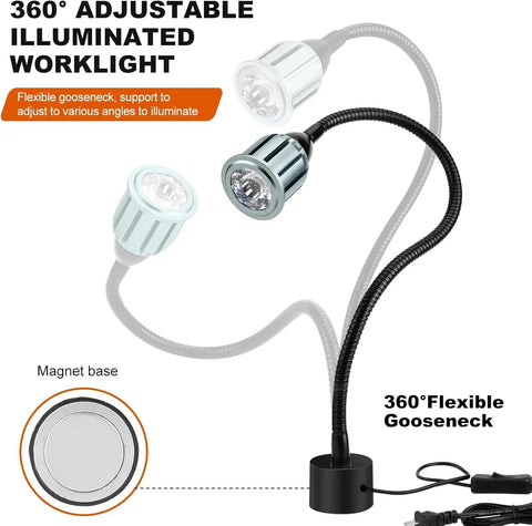 Heavy Duty Magnetic Work Light With Strong Grip Beast Mode 600 Lumens Of Crisp 6500k White Beam with adjustable gooseneck and magnet base.