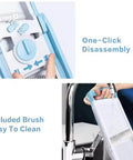 Safe mandoline slicer, light-blue 5-in-1 veggie chopper with detachable blades and one-click disassembly