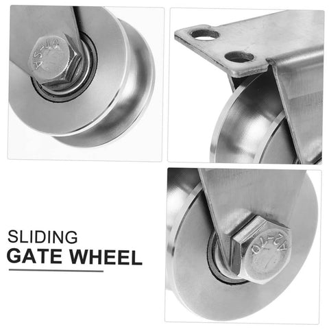 Two Pack Stainless Steel U Groove Pulley Track Roller With Double Bearings, Heavy Duty Sliding Door Hardware