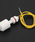 Float Switch Liquid Controller For Aquarium Pumps, Vertical water level sensor, white plastic body with yellow cable