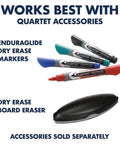 Quartet EnduraGlide dry erase markers and eraser shown as compatible accessories