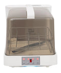 Slick Portable Countertop Dishwasher With Massive 8 Liter Tank And Three Wash Settings featuring touch panel and transparent lid.