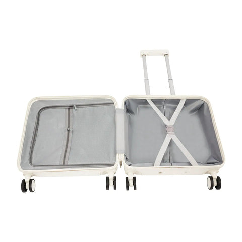 Open view of 16 Inch Underseat Carry On Luggage Hard Shell With Spinner Wheels Airline Approved TSA Lock Front Pocket Ultra Lightweight Personal Item For Women And Men White