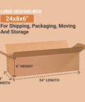 Kraft Beefy Corrugated Cardboard Box 24 Inch Long By 8 Inch Wide By 6 Inch High Pack Of 25 for shipping, packing and moving