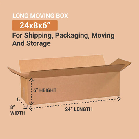 Kraft Beefy Corrugated Cardboard Box 24 Inch Long By 8 Inch Wide By 6 Inch High Pack Of 25 for shipping, packing and moving