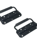 Hella Sturdy Black Spring Loaded Folding Carry Handle With Slick Rubber Grip Heavy Duty Surface Mount Brackets For Toolboxes Battery Boxes And Custom Speaker Cabs, black steel carrying handles with rubber grips.