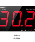 30 to 130 dB Sound Level Meter With 18 Inch LCD Display Wall Mount Alarm Noise Detector showing 30.2 dB reading