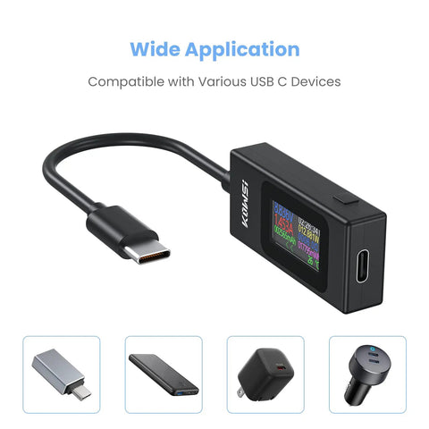 Workhorse All-In-One USB C Power Meter Tester 4-30V 0-6.5A Digital Multimeter for Type C voltage, current, capacity, classic edition