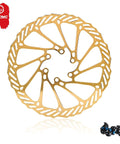 Beefy Disc Brake Rotor Set 160Mm 180Mm 203Mm With Bolts Gold Finish, Stainless Steel, 2Mm Thick, Center Distance 44Mm, Includes Two Rotors And Twelve Screws For MTB Mountain Bike BMX