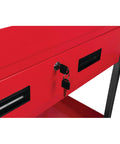 Close-up of lockable drawer with key on Two Shelf Utility Cart With Locking Drawer Heavy Duty 16 Gauge Steel Mobile Storage Cart