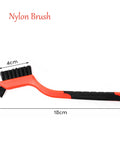 Red plastic handle brush from Three Piece Nylon Cleaning Brush Set For Rust Removal In Holes And Tight Spaces Durable Plastic Handles