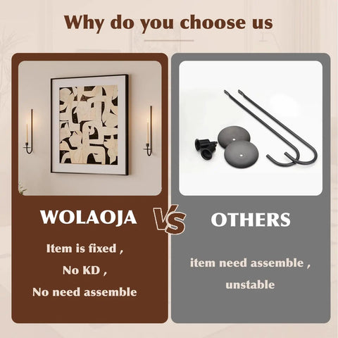 Rock Solid Black Iron Wall Candle Sconces Set Of Two displayed with fixed design versus unassembled options, highlighting easy install.