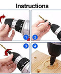 Instructions for using the Five Piece Countersink Drill Bit Set For US Wood Screws Includes Size 5, 6, 8, 10, 12.