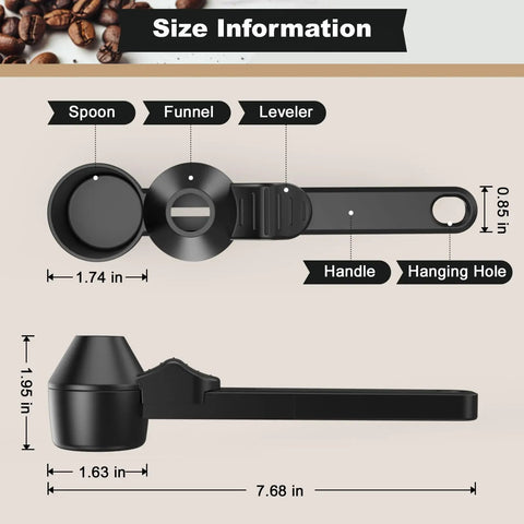 Coffee Scoop With Leveling Funnel For Reusable K Cup Pods And Ground Coffee Measuring Spoon 2 Tablespoon Capacity product dimensions