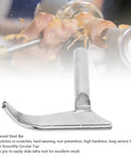 Curved lathe tool rest in hardened steel with vertical mounting post, front view