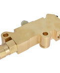 Badass Drum Brake Proportioning Valve Cast Solid With Quality Brass To Boost Stopping Power For Every Wheel Works Like A Charm For Old School Pontiac Lemans Drivers Since Sixty Four - angled view showing brass finish.