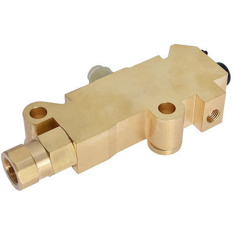 Badass Drum Brake Proportioning Valve Cast Solid With Quality Brass To Boost Stopping Power For Every Wheel Works Like A Charm For Old School Pontiac Lemans Drivers Since Sixty Four - angled view showing brass finish.
