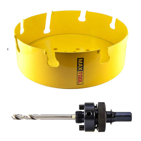 Image of 8-1/16-Inch Carbide Tipped Hole Saw Kit With 205mm Tungsten Teeth, 2.25-Inch Cutting Depth, 5/8-18 Arbor, And Pilot Drill