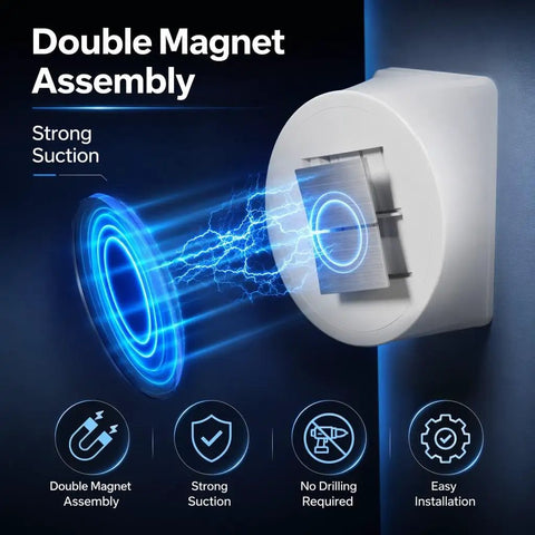 Motion Sensor Night Light With USB C Rechargeable RGB Wall Light double magnet assembly illustration