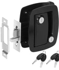 Rugged RV Entry Door Lock With Paddle Deadbolt 100 Percent Metal Camper Door Latch Handle Zinc Alloy RV Door Lock Replacement Kit For Travel Trailers And Cargo Haulers Black Finish Not Key Alike
