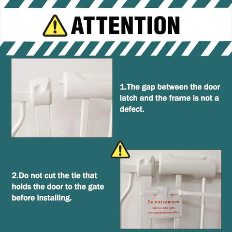 Warning about installation for Extra Wide Pressure Mounted Baby Gate Walk Through For Kids And Pets With Extension For Doorways And Kitchen Large White Safety Gate For Doors 110 To 122 Cm