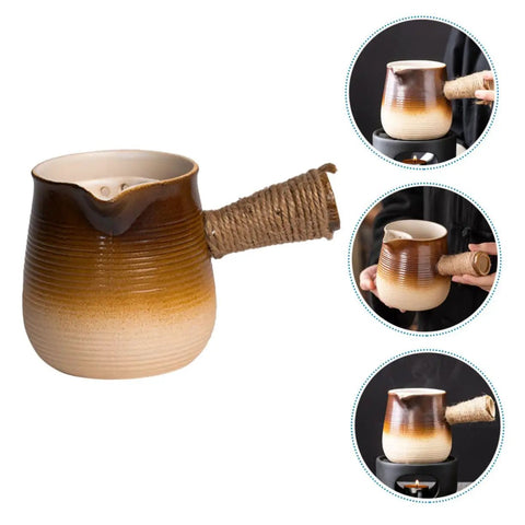 Turkish Coffee Pot Ceramic Milk Pan With Pour Spout Heat-Resistant Coarse Pottery For Tea And Coffee Elegant Gradient Design