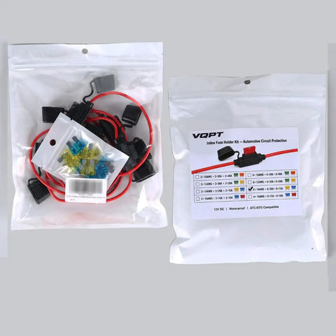 Tough As Nails Inline Fuse Holder Kit Comes Loaded With Six ATC ATO Brackets And Twelve Solid Blade Fuses Rated At 15 And 20 Amps in packaging.