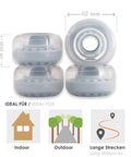 Outdoor Roller Skate Wheels Light Blue 4 Pack 38mm X 62mm 80A Durable Urethane For Park Ramps Street Bowls And All Outdoor Skating Sessions Built For Rough Pavement And Concrete Parks With A Bright Light Blue Look And Long Lasting Grip, shown stacked with dimensions.