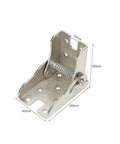 4 Pack Self Locking Folding Brackets Heavy Duty Galvanized Steel Hinges For Foldable Workbench And Kitchen Table Ready To Roll Rock Solid Stability No Sweat Assembly Silver Grey detailed view of a galvanized steel hinge measuring 65mm x 60mm.