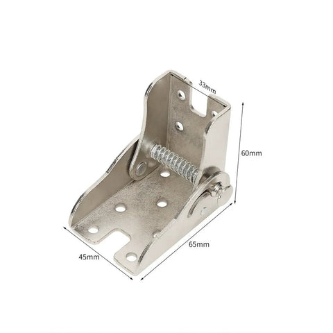 4 Pack Self Locking Folding Brackets Heavy Duty Galvanized Steel Hinges For Foldable Workbench And Kitchen Table Ready To Roll Rock Solid Stability No Sweat Assembly Silver Grey detailed view of a galvanized steel hinge measuring 65mm x 60mm.