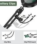 3 In 1 Magnifying Desk Lamp With Light Heavy Duty Base And Clamp 5X LED Magnifier For Soldering with auxiliary clips
