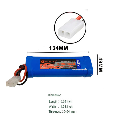 7.2V 3800mAh NiMH RC Battery 6 Cell With Tamiya Connector For Cars Trucks Truggies Tanks Planes Boats 2 Pack With 1 Charger
