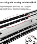 Close-up of industrial-grade ball bearings in Beefy Heavy Duty Drawer Slides 500lb Capacity With 3 Fold Ball Bearing Rails Full Extension