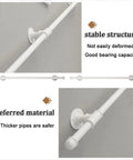 No Sweat Install White Wrought Iron Handrail And Banister Bracket Kit 14 Foot Support Rod mounted on a wall.