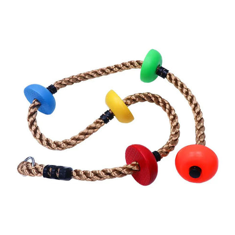 Colorful Climbing Rope Six Point Five Feet With Five Knotted Foot Holds For Kids Ninja Warrior Setup Slackline Obstacle Course