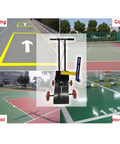 Heck Of A Multifunction Line Marking Machine That Renders Crisp Roads And Parking Lots With Zero Sweat Precision and Quick Width Tweaks For School Zones Or Garages, showcasing its use on various surfaces.