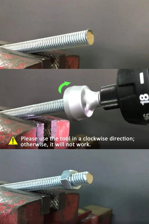 External Deburring Chamfer Tool With HSS Blade For No Fuss Burr Cleanup Quick Release Shank Fits One Eighth To Three Quarters Inch Drills demonstration on bolt