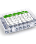 24 Value 500 Piece Aluminum Electrolytic Capacitor Kit For DIY Electronics Projects And Tinkerers With storage box and labels.