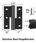 Black Lift Off Door Hinges 3 Inch Set Of 6 For Exterior And Interior Doors Removable Detachable Design Built To Last Rust Resistant 201 Stainless Steel With Matte Black Coating Left Hand Fit Cabinets Gates And Wood Doors. shown with 3/8 screw