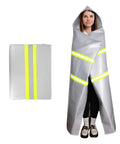 Emergency Fireproof Hooded Cloak For Quick Fire Escape, Life Saver Silver Silicone Coated Fiberglass Fire Blanket 59 By 63 Inches