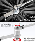 800 Nm Manual Torque Multiplier Tool With 3.4 To 1 Ratio used on car wheel, highlighting torque inputs and outputs for tire change pro.
