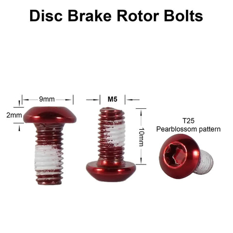 Red Mountain Bike Brake Disc Rotor Bolts Beefy Stainless T25 Steel Six Bolt Hardware For 140mm 160mm 180mm 203mm Rotors