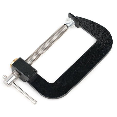 Beefy Fast Release 4 Inch G Clamp For Workshop Projects, Steel With Anti Rust Finish, Quick Slide Jaw For Easy Adjustments, Trapezoidal Thread For Strong Holding Power, Heavy Duty Woodworking And Metalworking Clamp on white background