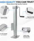 Detailed view of Heavy Duty 8000 Lb Trailer Jack With 28.8 Inch Lift, Cordless Drill Compatible 20-24V, showing grease fitting, ergonomic grip, 12-hole design, and precision steel.