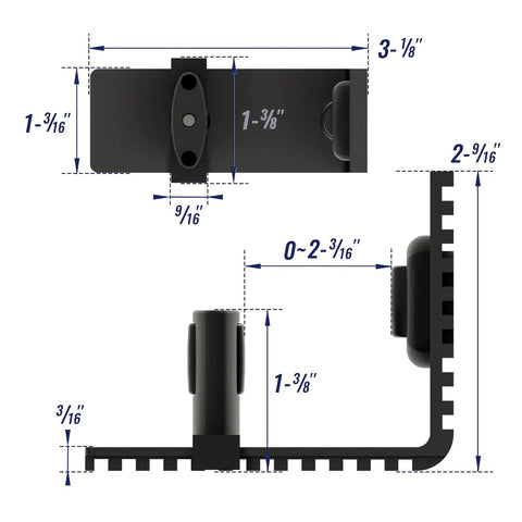 Adjustable Sliding Barn Door Floor Guide With Rock Solid Heavy Duty Metal Base And Double Nylon Quiet Rollers For A Smooth As Butter Glide On Any Interior Door Frame In Sleek Black dimensions diagram